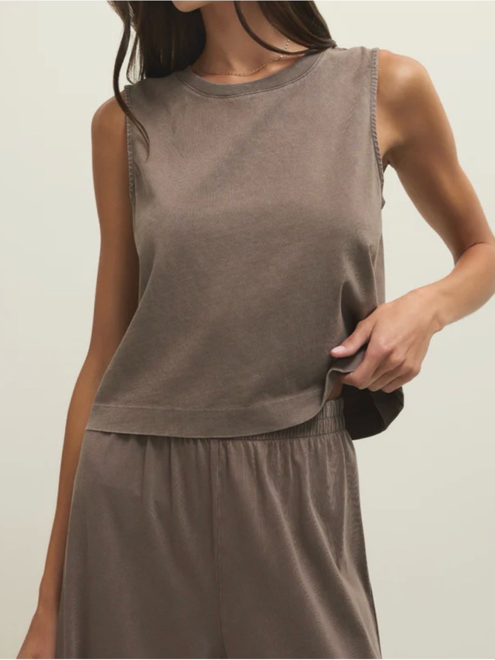 NWT Z Supply Sloane Cotton Jersey Tank In Perfectly Taupe Size Small - Picture 3 of 12
